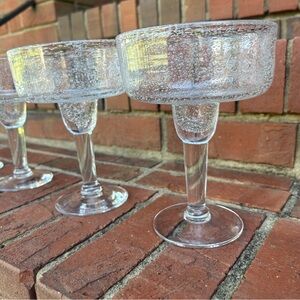 Artland Iris Hand Blown Clear Bubble Glass Margarita Glasses set of 4